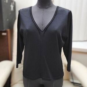 Vtg 90s Planet black V-neck sweater blouse